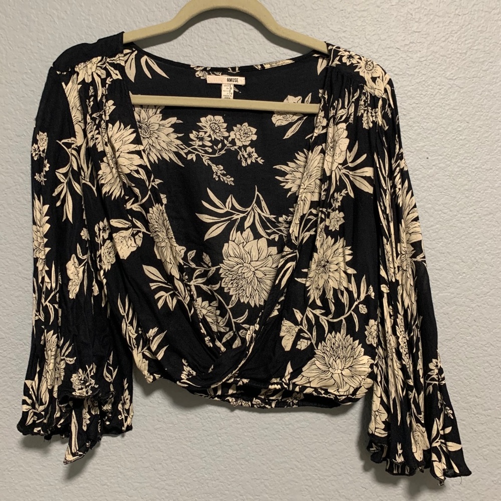 Amuse Society floral wrap top